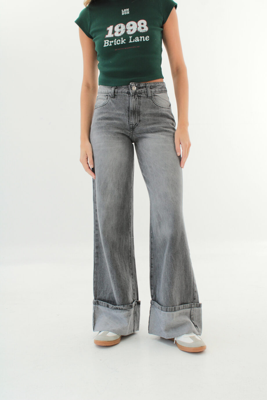 OTTAWA - JEAN WIDE LEG CUFFED GRIS