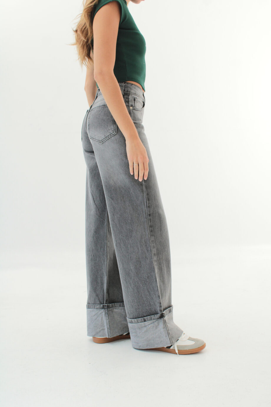 OTTAWA - JEAN WIDE LEG CUFFED GRIS
