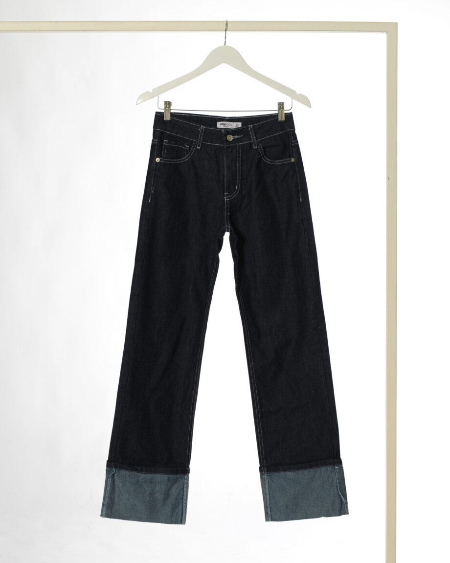 GALAXY - JEAN WIDE LEG CUFFED AZUL