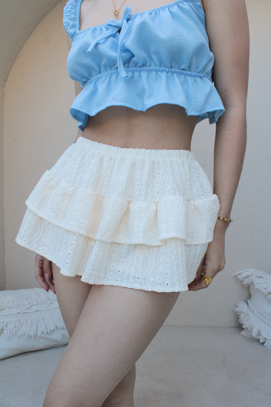 OFELIA - SKORT BRODERIE DE PUNTO