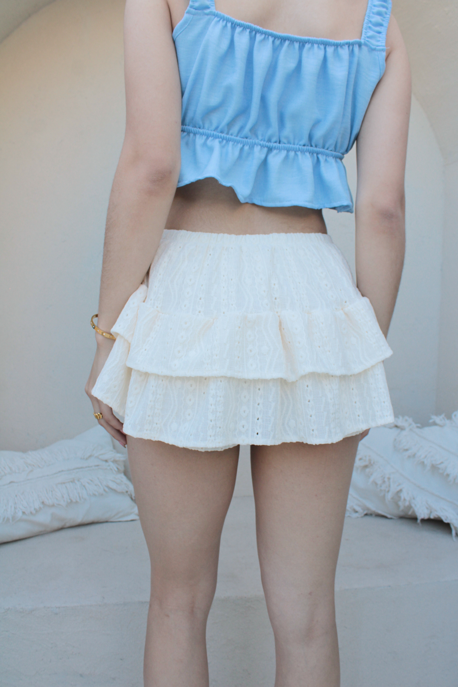 OFELIA - SKORT BRODERIE DE PUNTO