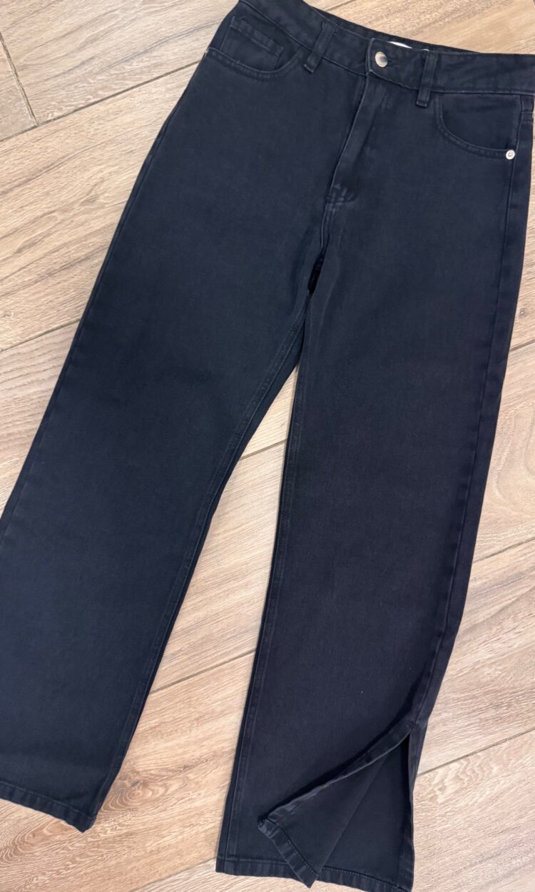 CLAUDIA - JEAN WIDE LEG TIRO ALTO JET BLACK TAJO ABAJO