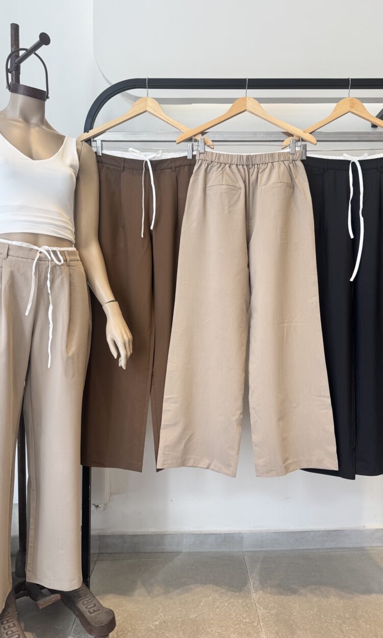 CALVIN - PANT IMPORTADO WIDE LEG CINTURA DOBLE CORDON AJUSTABLE